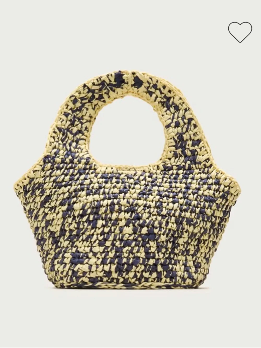 NWT, J Crew Small Handwoven Tote, Yellow & Navy Marled Straw, Leather Trim